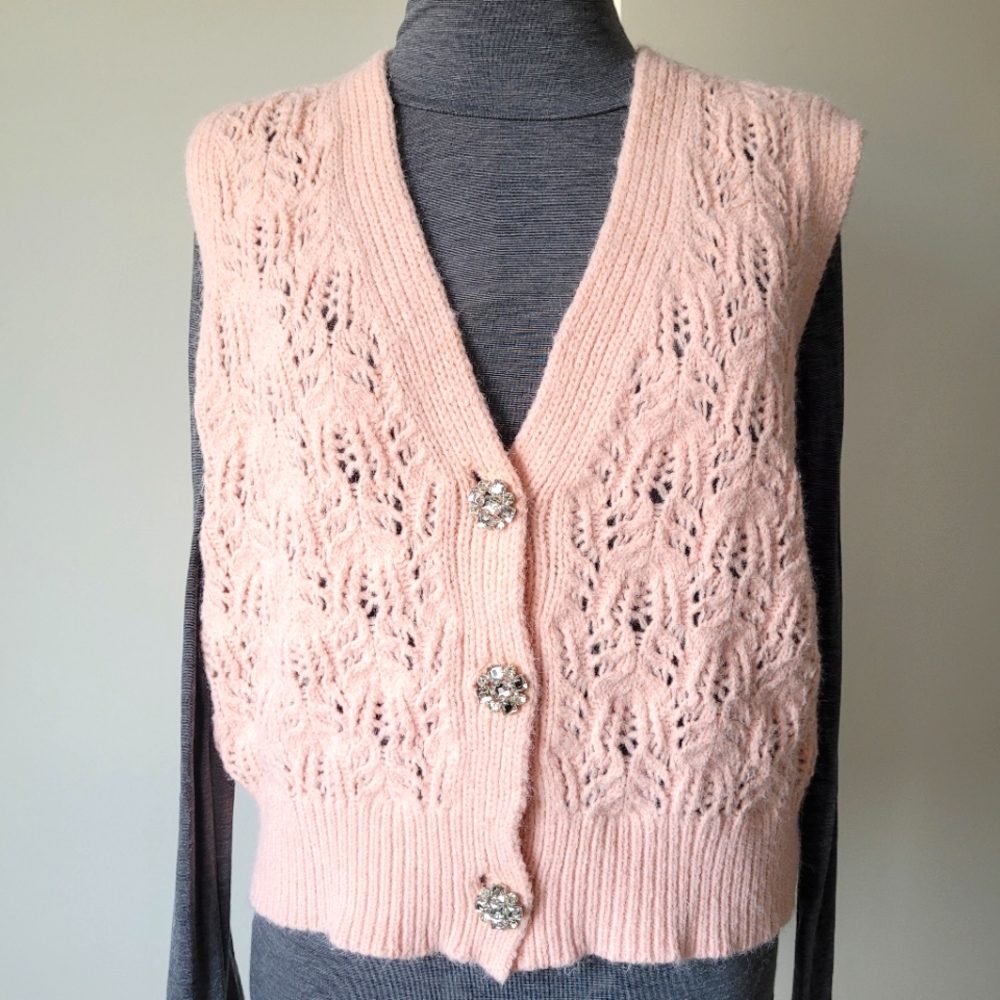 Little White House Co. Knit Button Front Vest Sweater